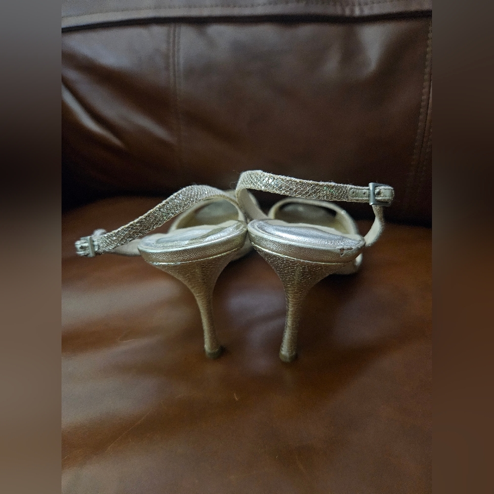 Jimmy Choo Glitter Slingback Peep Toe Heels Size 40 - Picture 7 of 9